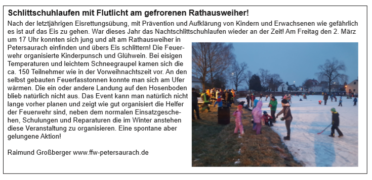 Bericht aus dem Amts- und Mitteilungsblatt der Gemeinde Petersaurach vom 19. März 2018